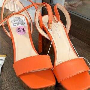 Marc Fisher Orange Block Heel Sandals